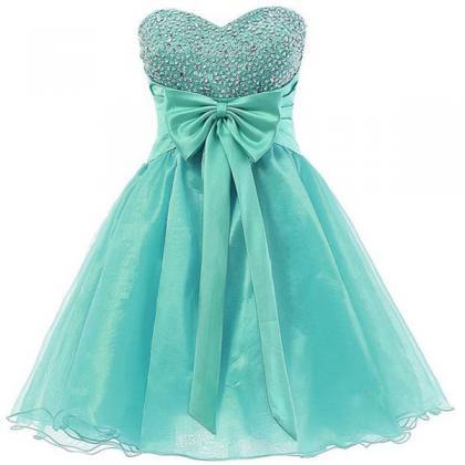 Sweetheart Neckline Turquoise Homecoming Dresses..
