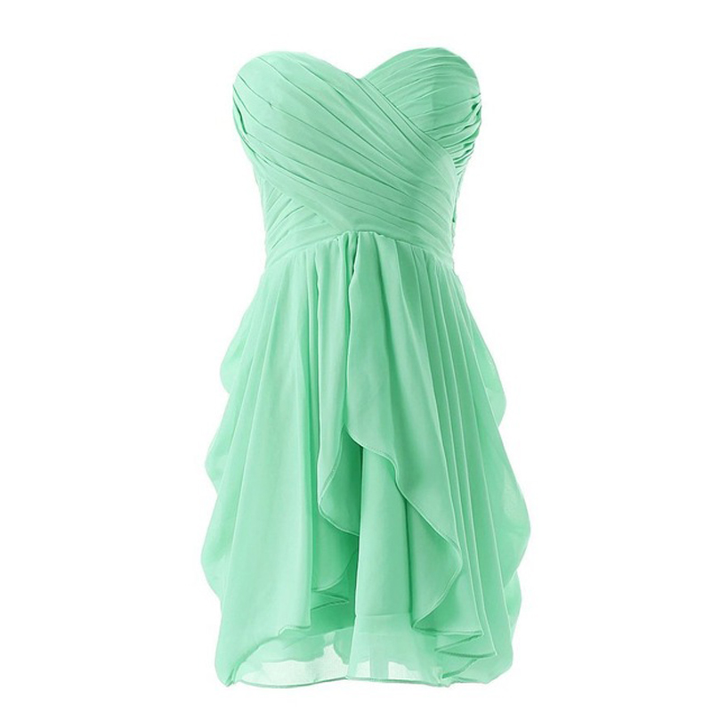 Real Photos Bridesmaid Dresses Short Cheap Chiffon Mint Green