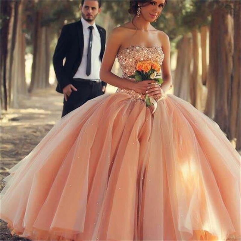 Coral cheap wedding dress