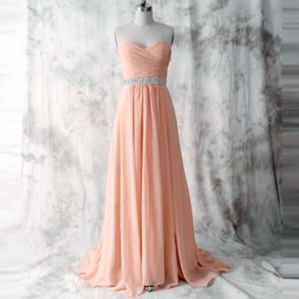 Real Photo Peach Colored Prom Dresses Cheap Long Chiffon Elegant Women