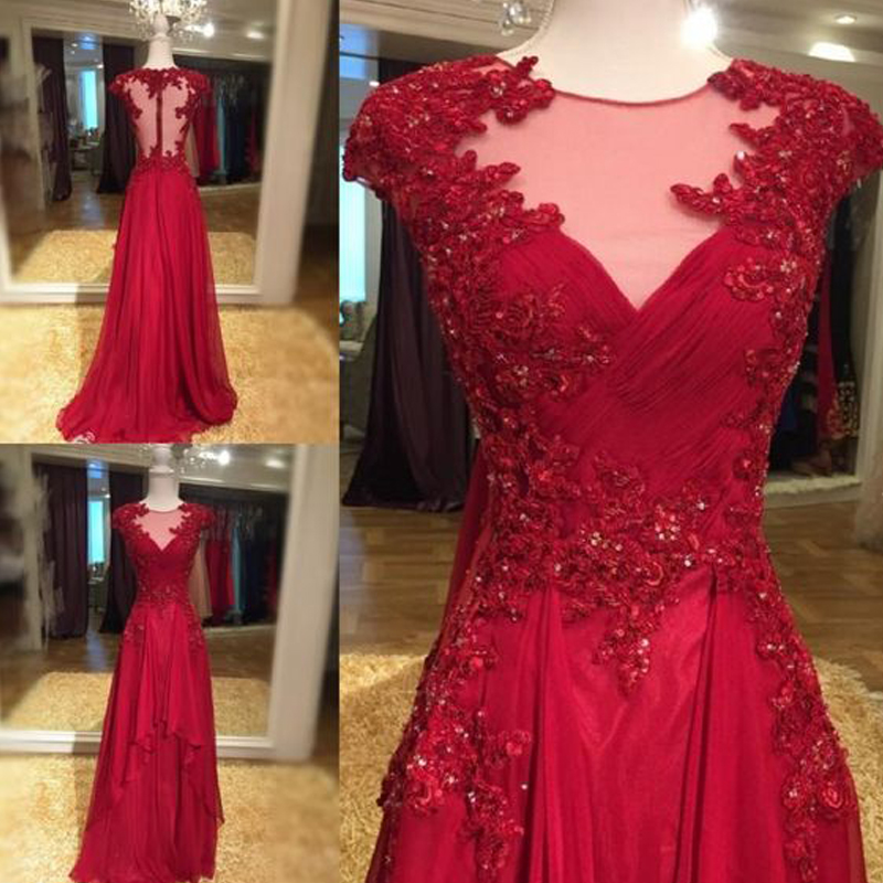 Real Photo Red Prom Dresses Long See Through Back Vestidos De Fiesta ...